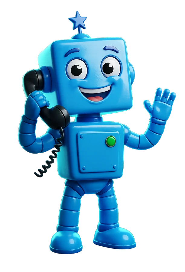 NewtonDataSoft mascot answering a phone call